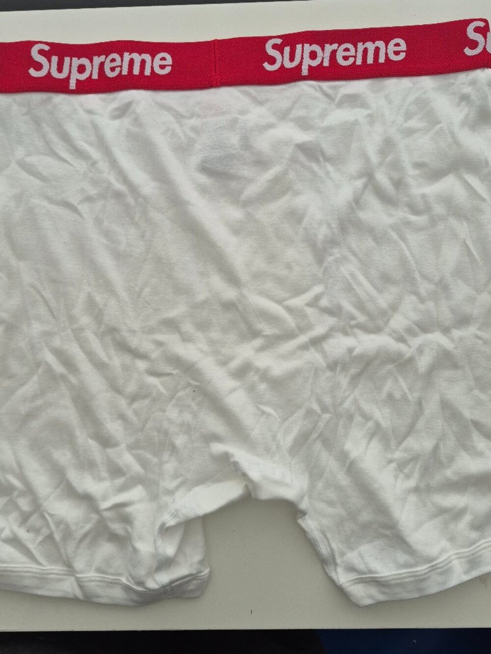 NEW Supreme x Hanes Boxers Underwear White w/ Red Waist Ban 100& CottonSize XL